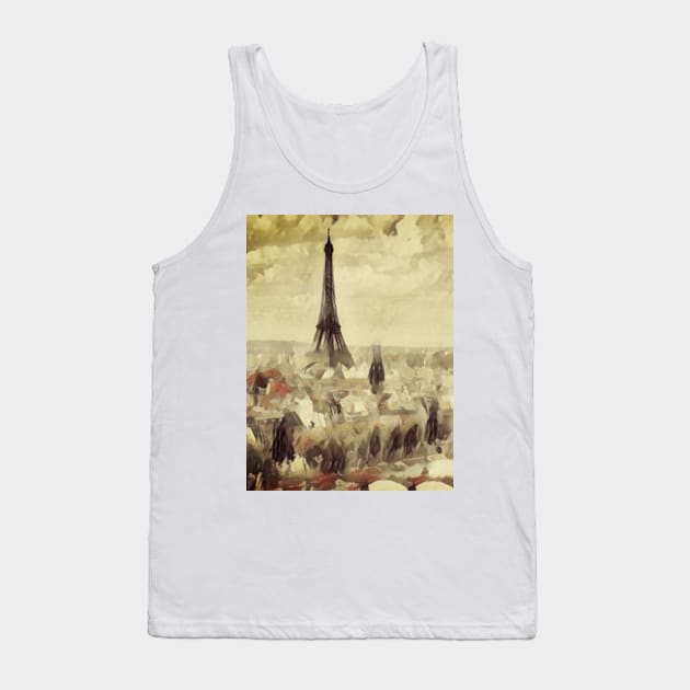 Paris France Eiffel Tower Minimalistic Tank Top by ChristianShirtsStudios